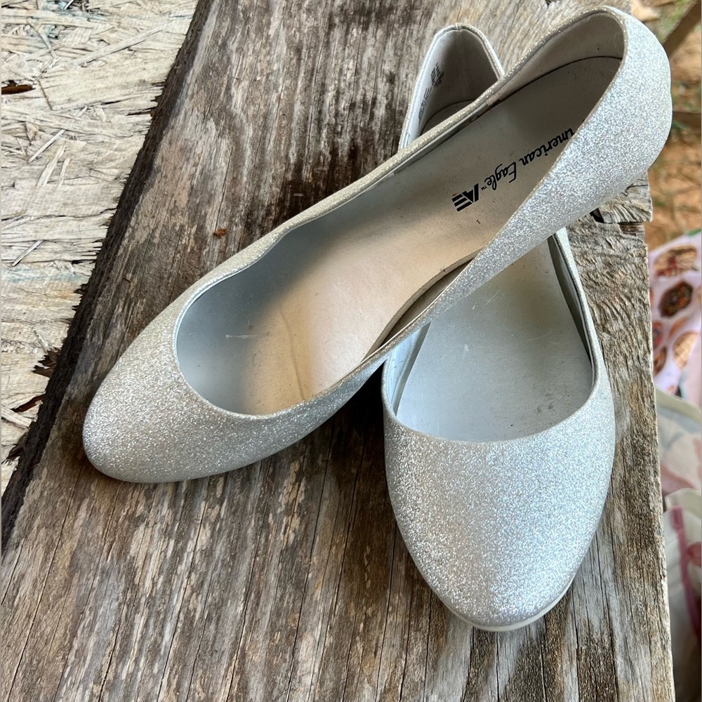 Silver glitter flats